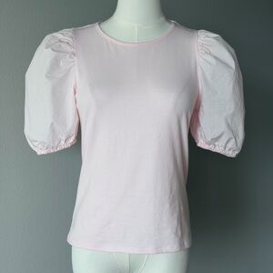 Delicate H&M Light Pink Semi-Sheer Puff Sleeve Cotton Top - Romantic & Feminine